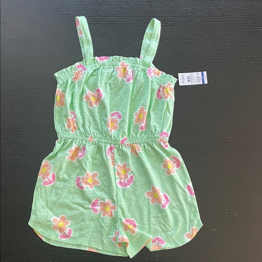 Charming Floral Print Kids Romper